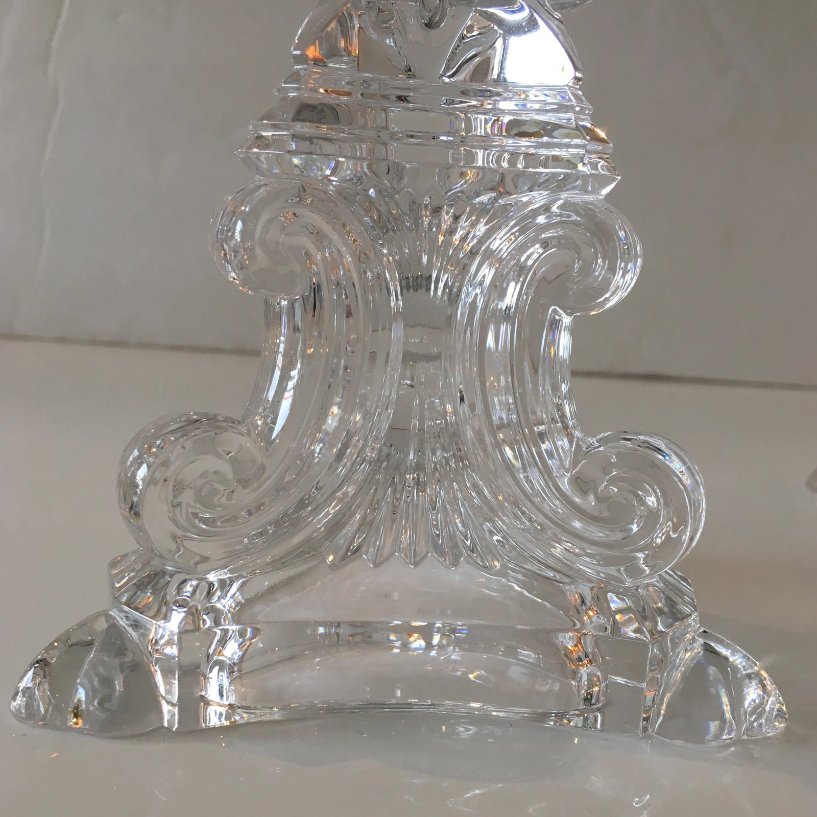 Tiffany - Style Heavy Glass Candlesticks - a Pair - 4