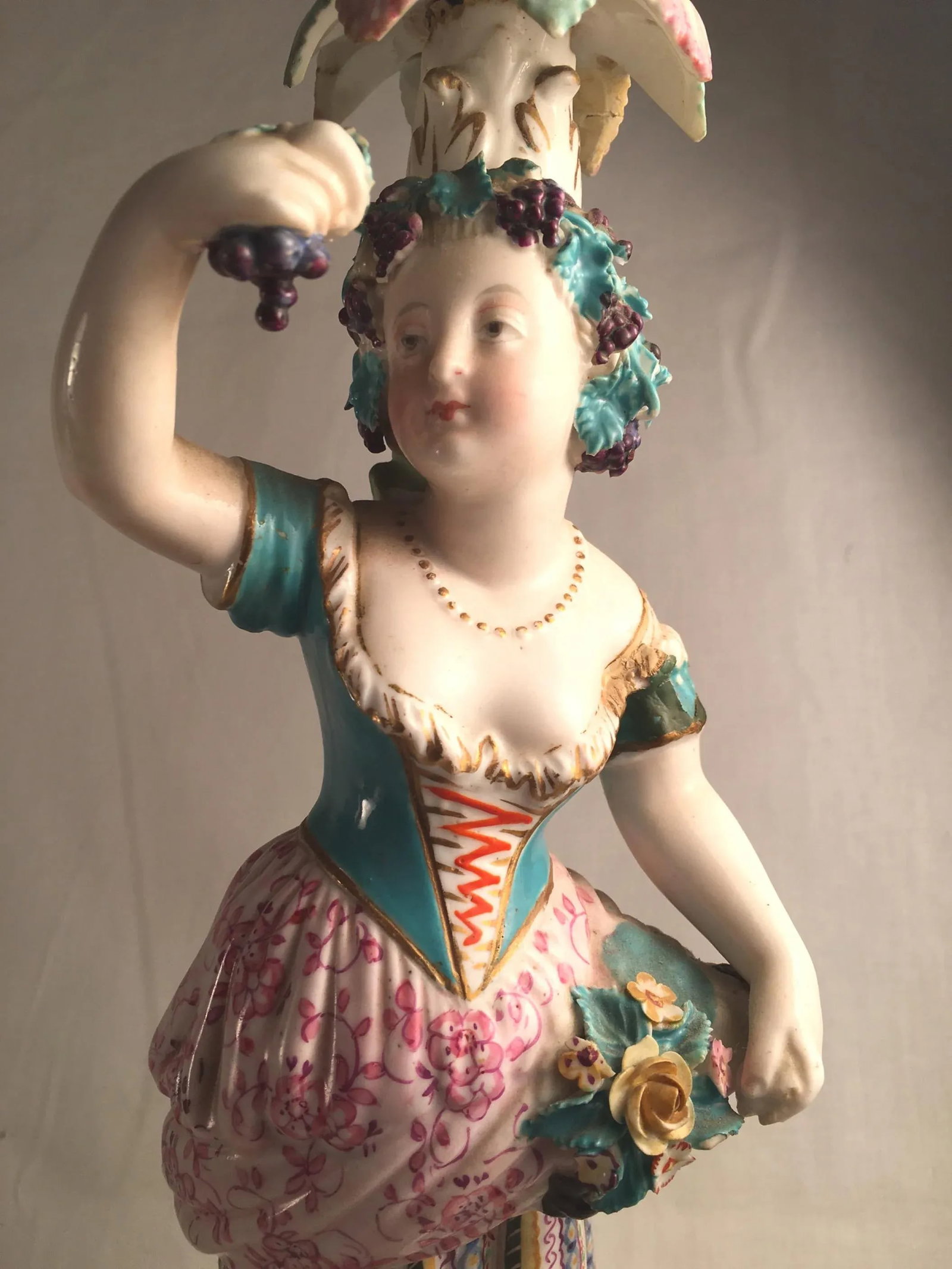 Mid 19th Century Porcelain Rococo Style Figural Candlesticks - a Pair - 10