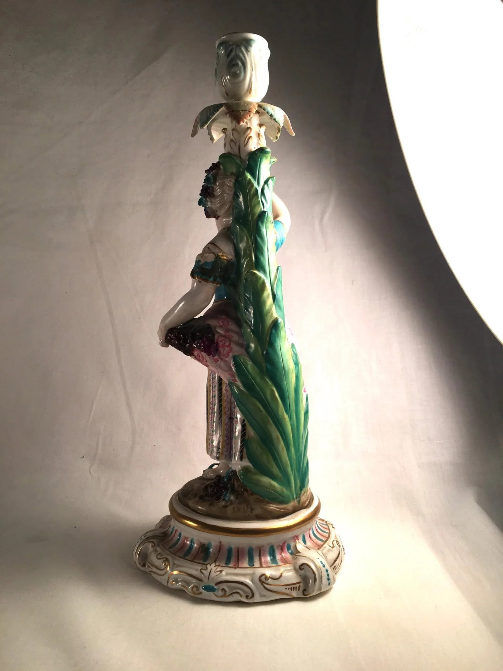 Mid 19th Century Porcelain Rococo Style Figural Candlesticks - a Pair - 5