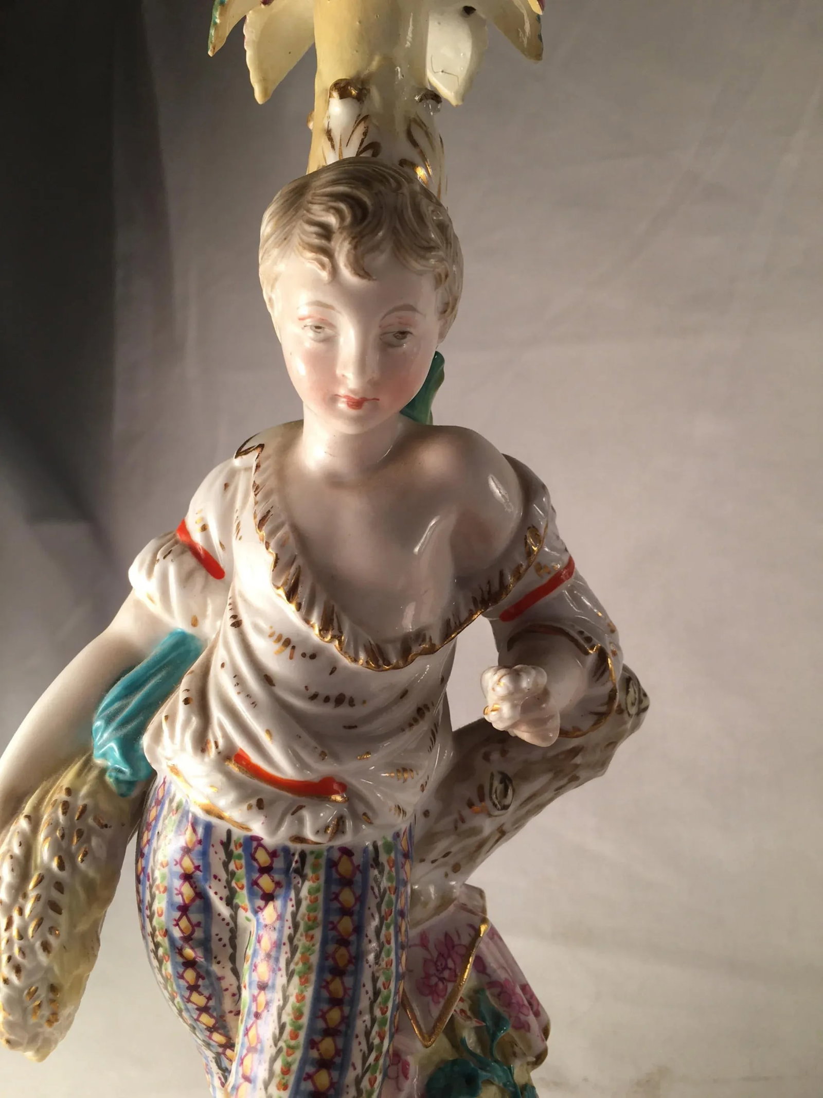Mid 19th Century Porcelain Rococo Style Figural Candlesticks - a Pair - 8