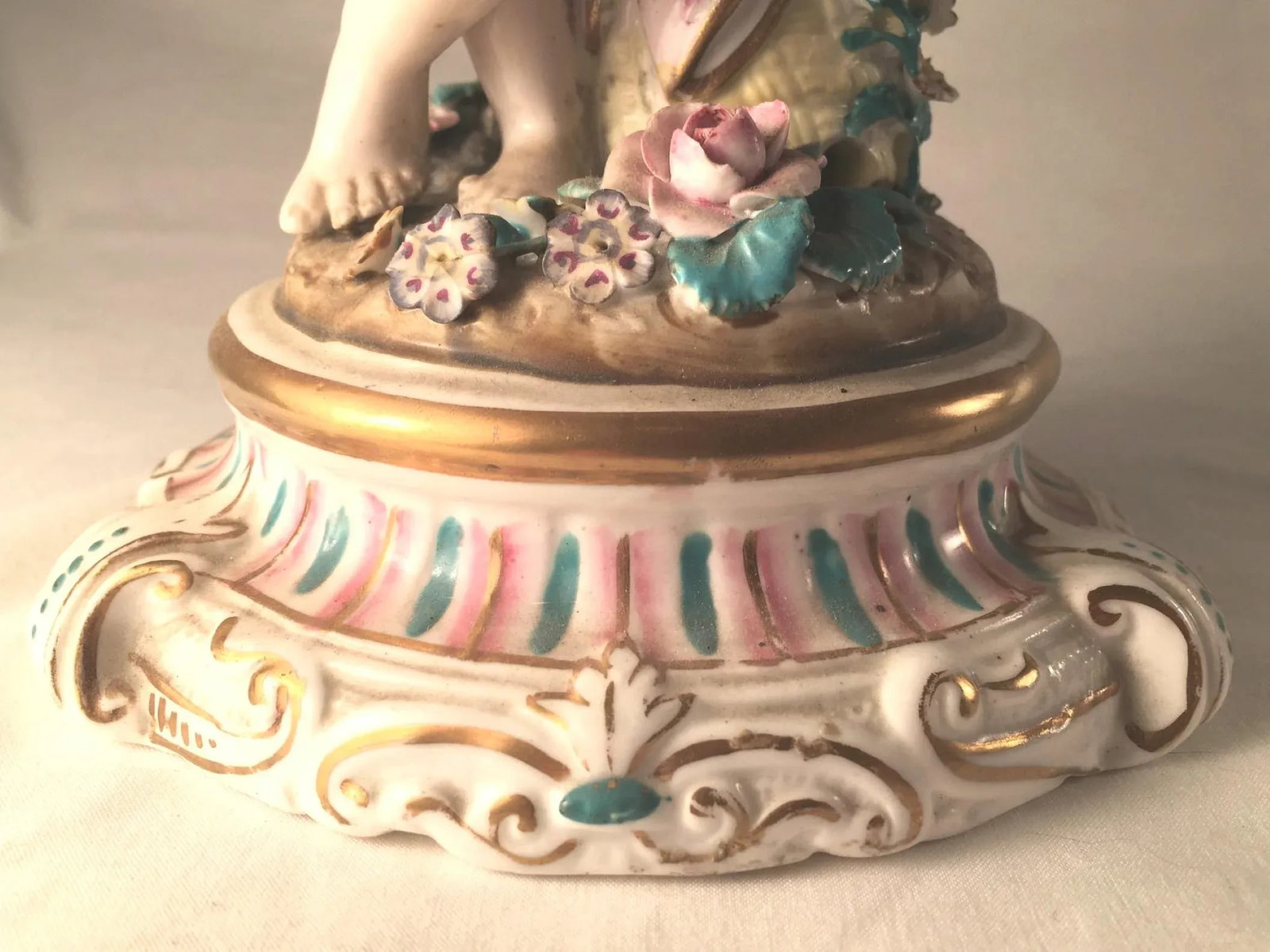 Mid 19th Century Porcelain Rococo Style Figural Candlesticks - a Pair - 9