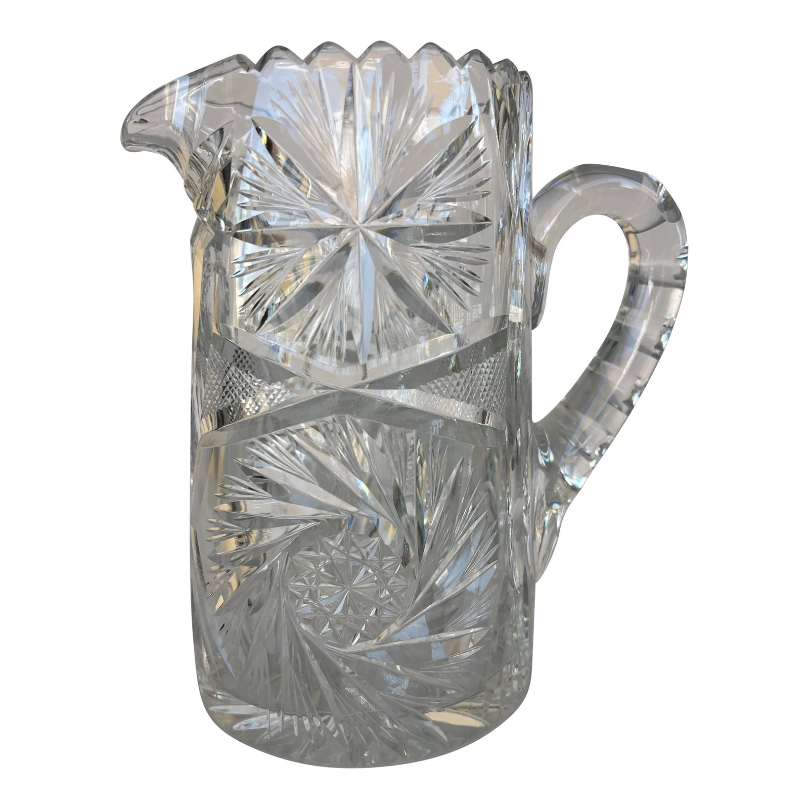 Antique American Brilliant Crystal Water Pitcher: This is for a wonderful Elegant and Pristine piece that is American brilliant Cut Crystal in a Water Pitcher. This has no issues with chips, fogging or cracks! It is ready to use and or display. This 