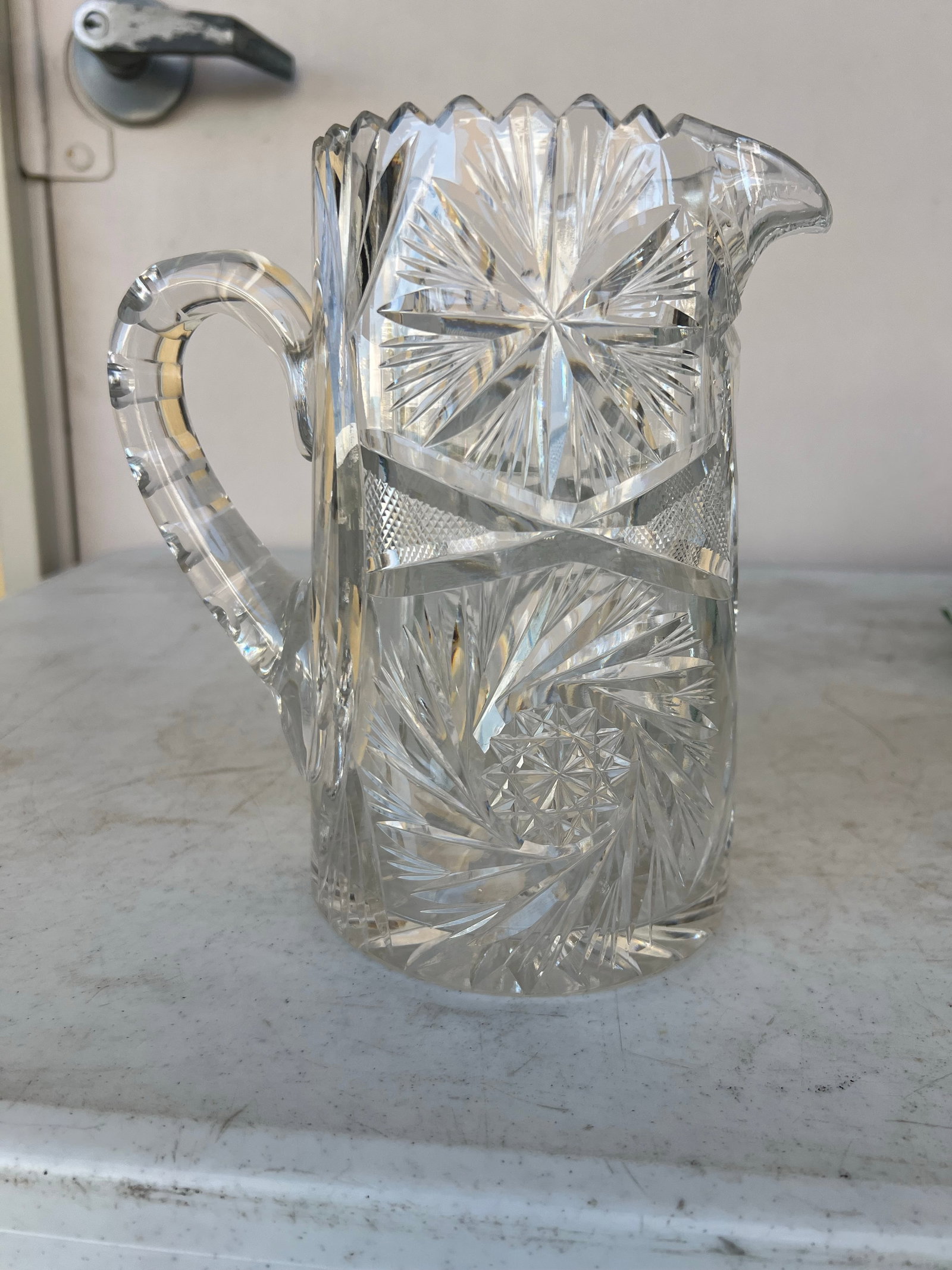 Antique American Brilliant Crystal Water Pitcher - 3