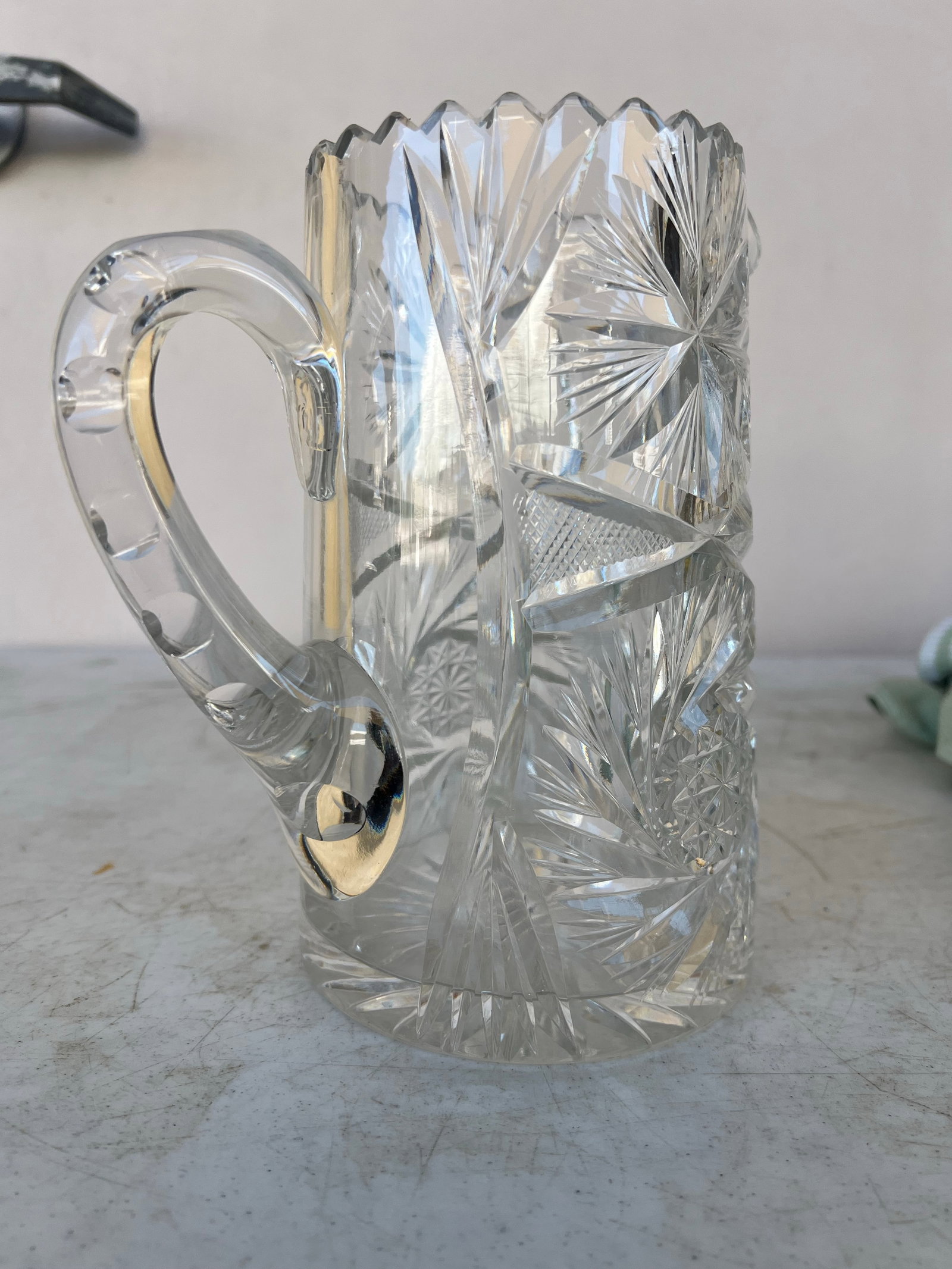 Antique American Brilliant Crystal Water Pitcher - 6