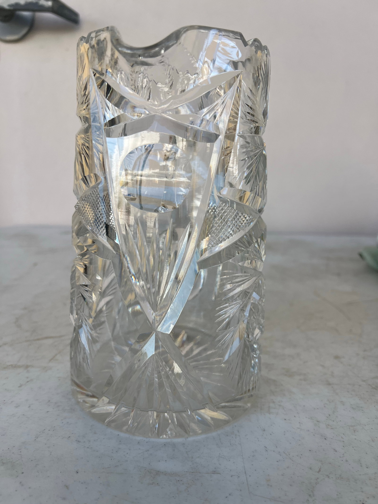 Antique American Brilliant Crystal Water Pitcher - 7