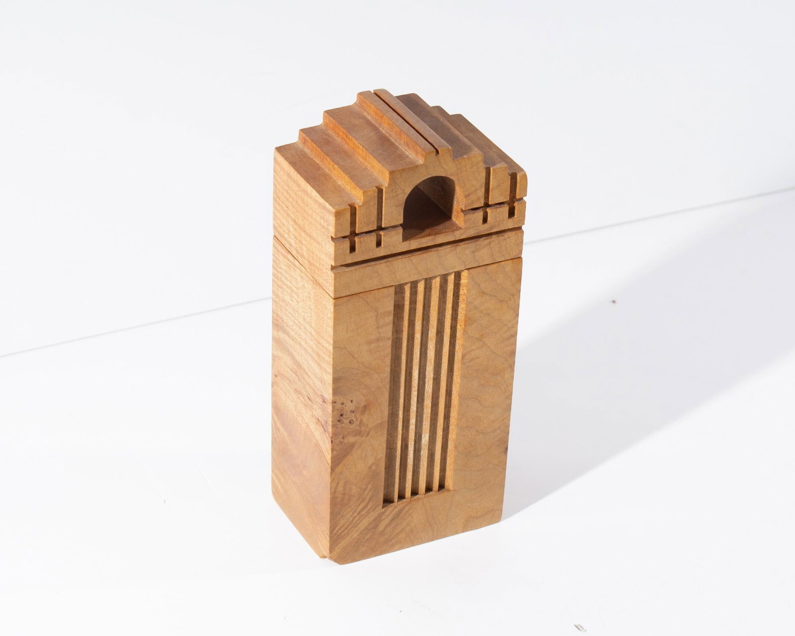 "Castles" Burl Maple Wood Architectural Box by Michael Elkan - 2