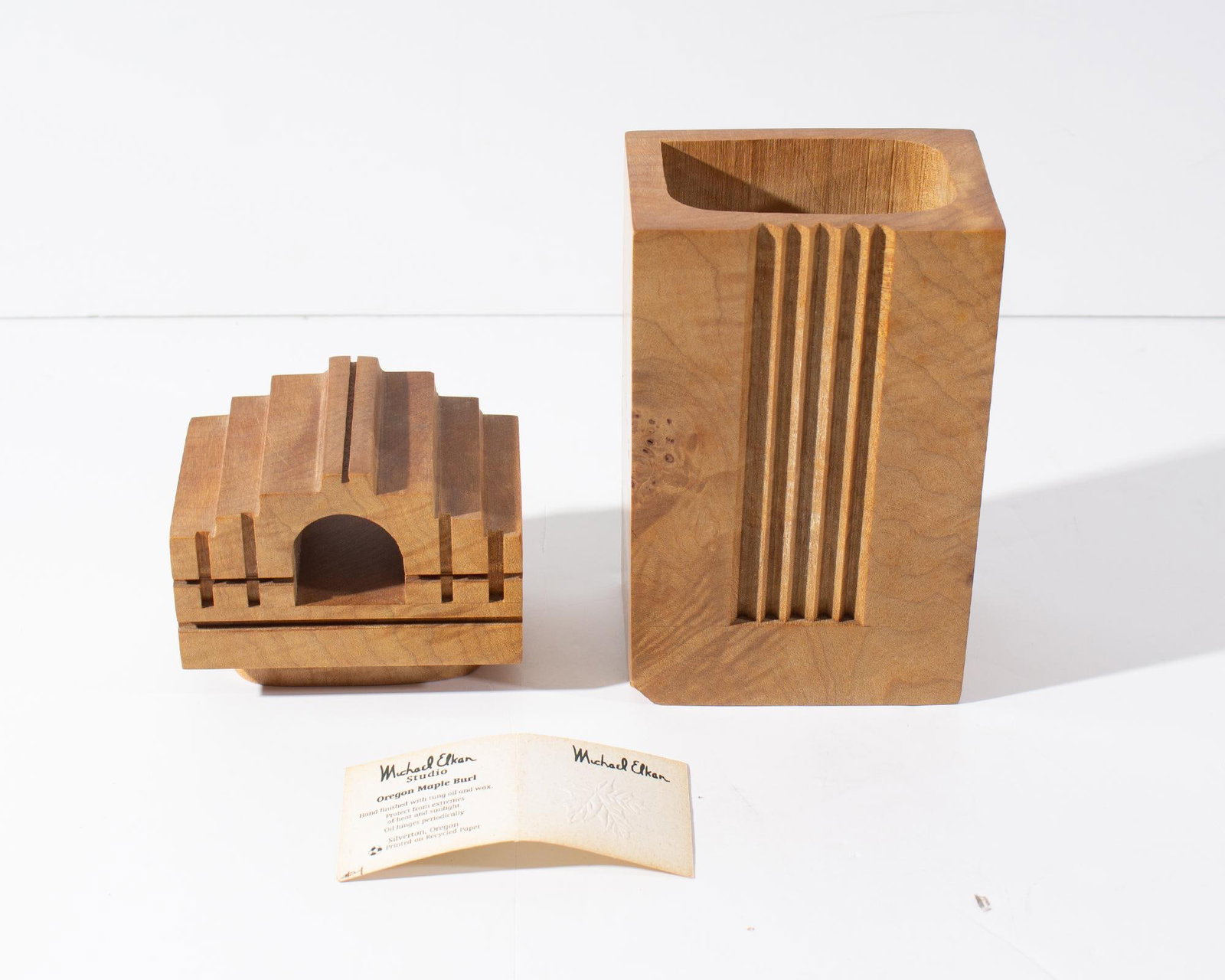 "Castles" Burl Maple Wood Architectural Box by Michael Elkan - 5