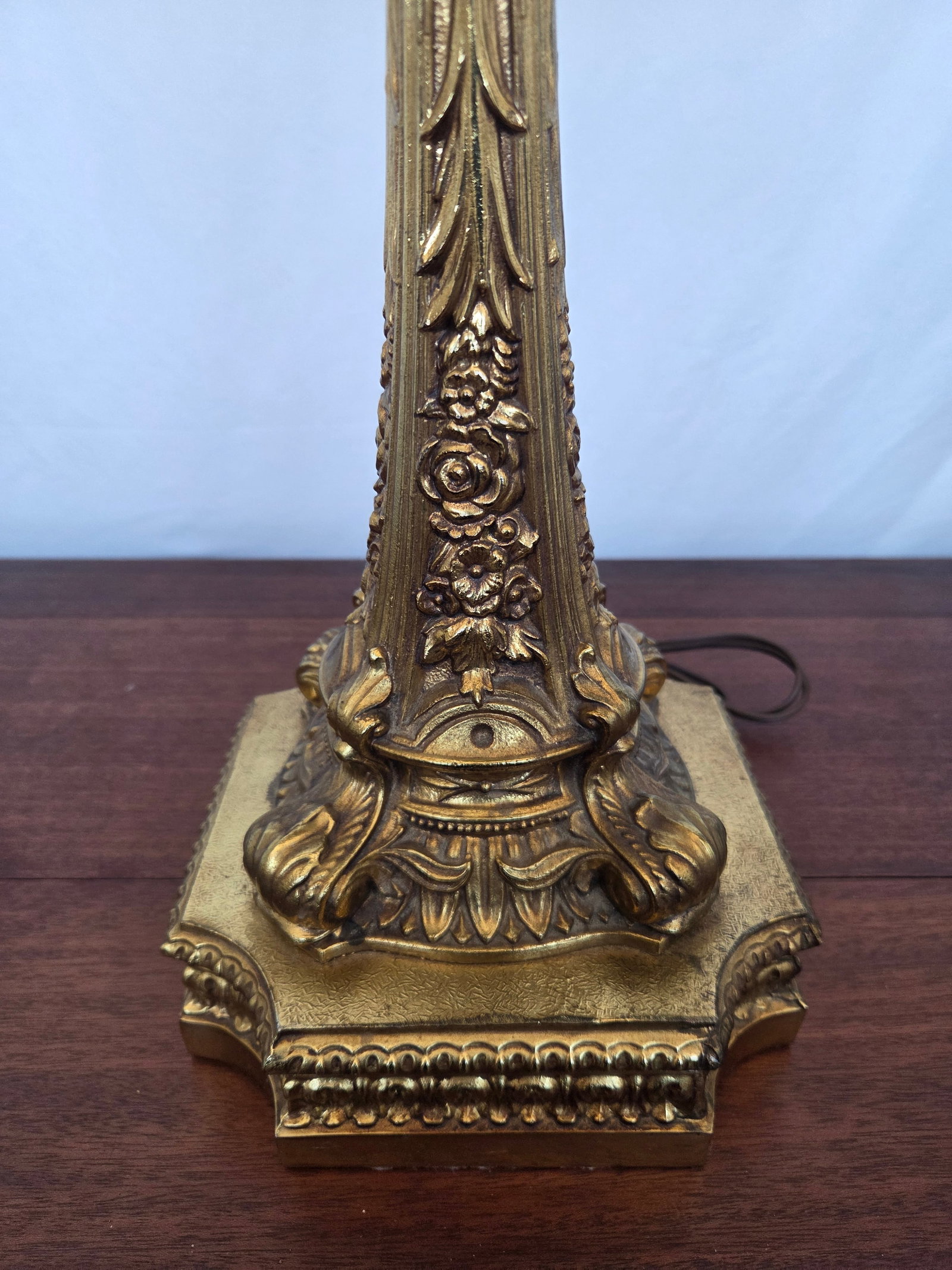 1950s Mid-Century Rococo Revival Solid Brass Table Lamp - 7