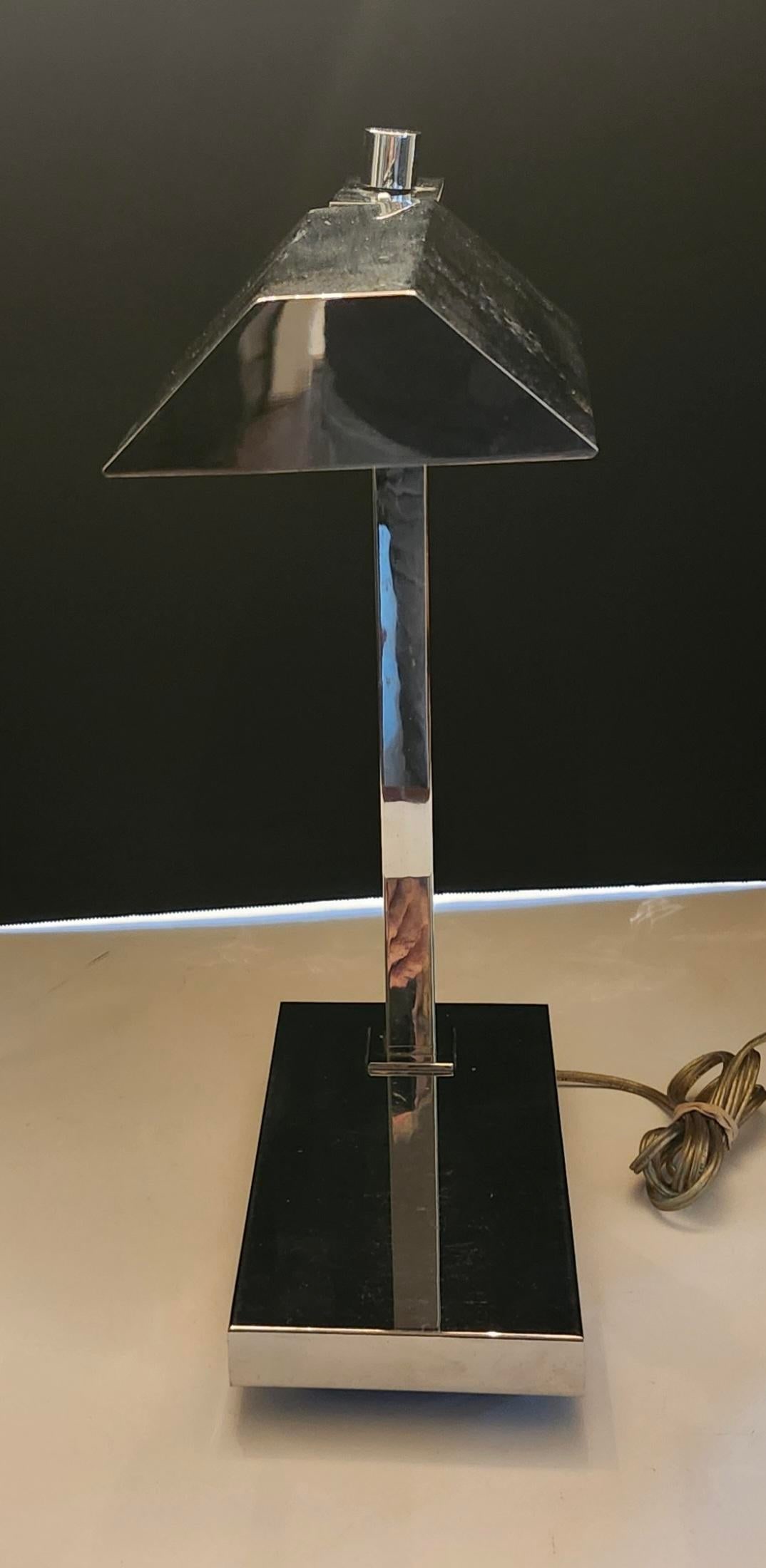 Vintage Casella Lighting of San Francisco Chrome Heavy Desk Lamp Adjustable Height - 3