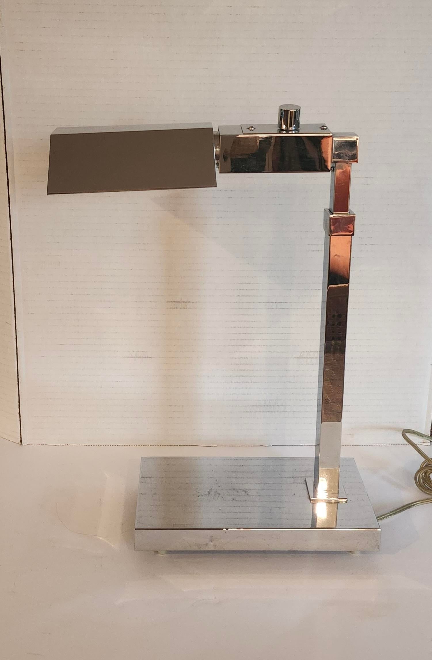 Vintage Casella Lighting of San Francisco Chrome Heavy Desk Lamp Adjustable Height - 5