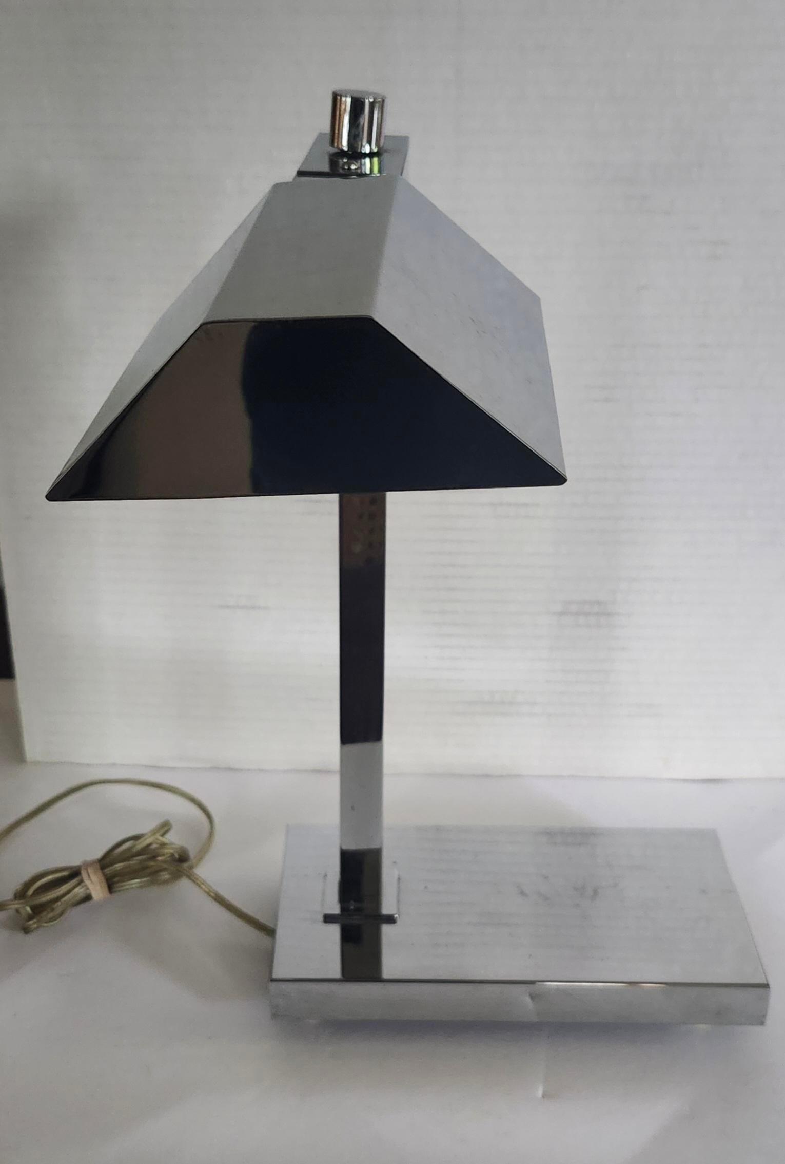 Vintage Casella Lighting of San Francisco Chrome Heavy Desk Lamp Adjustable Height - 8