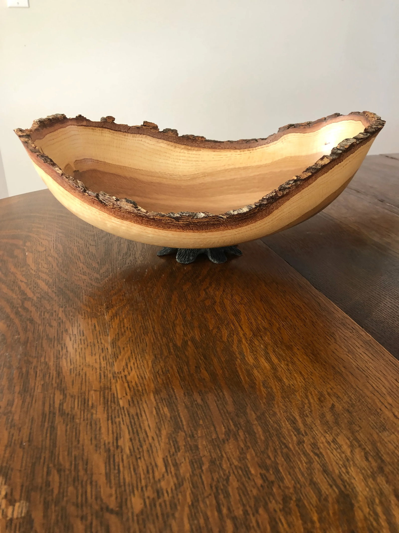 2010's Organic Modern Steve Miller Hand Turned Oak Wood Bowl With Burned Foot - 8