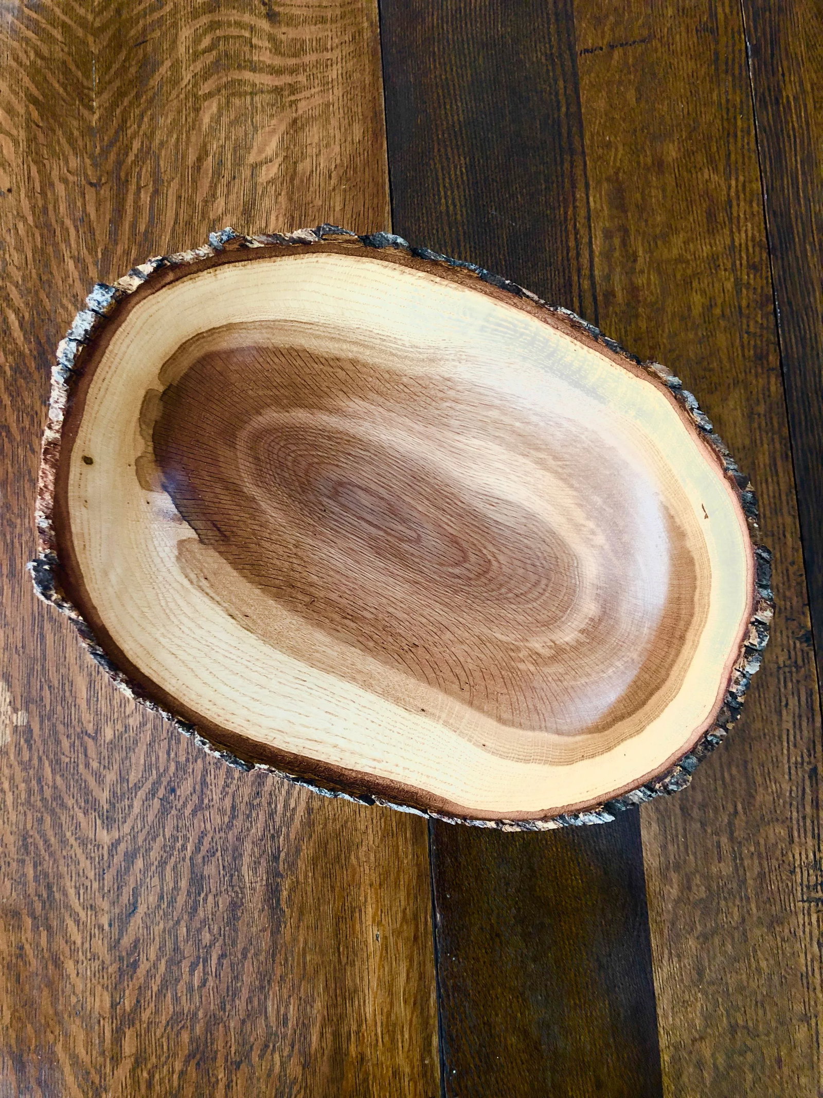2010's Organic Modern Steve Miller Hand Turned Oak Wood Bowl With Burned Foot - 9