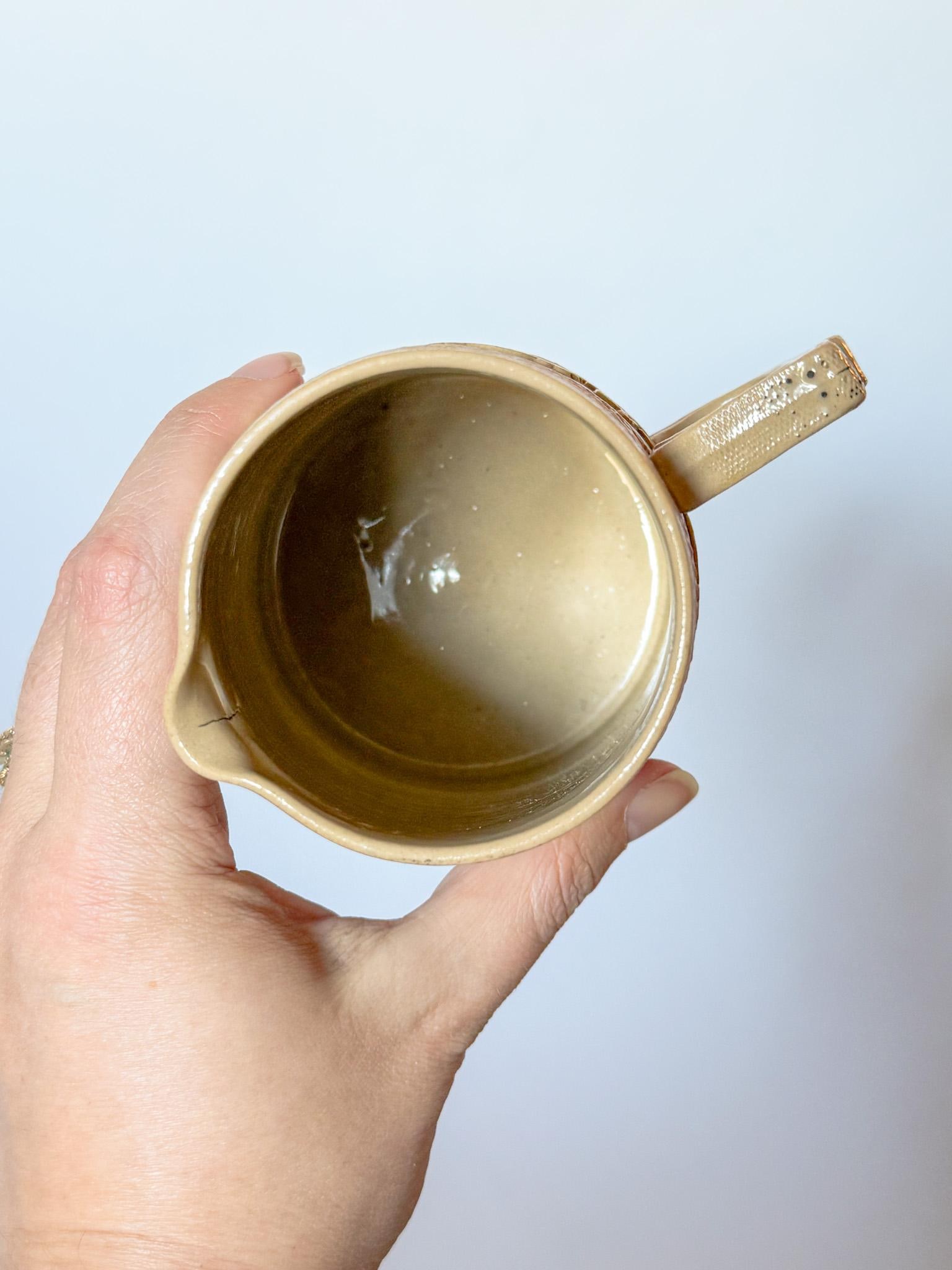 1870s English Traditional Copeland Caneware Pitcher Jug With Rouletted Decoration and Applied Sprigg - 9