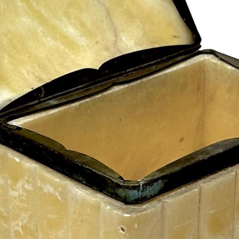 Mid-Century Alabaster Stone and Brass Trinket Box - 8