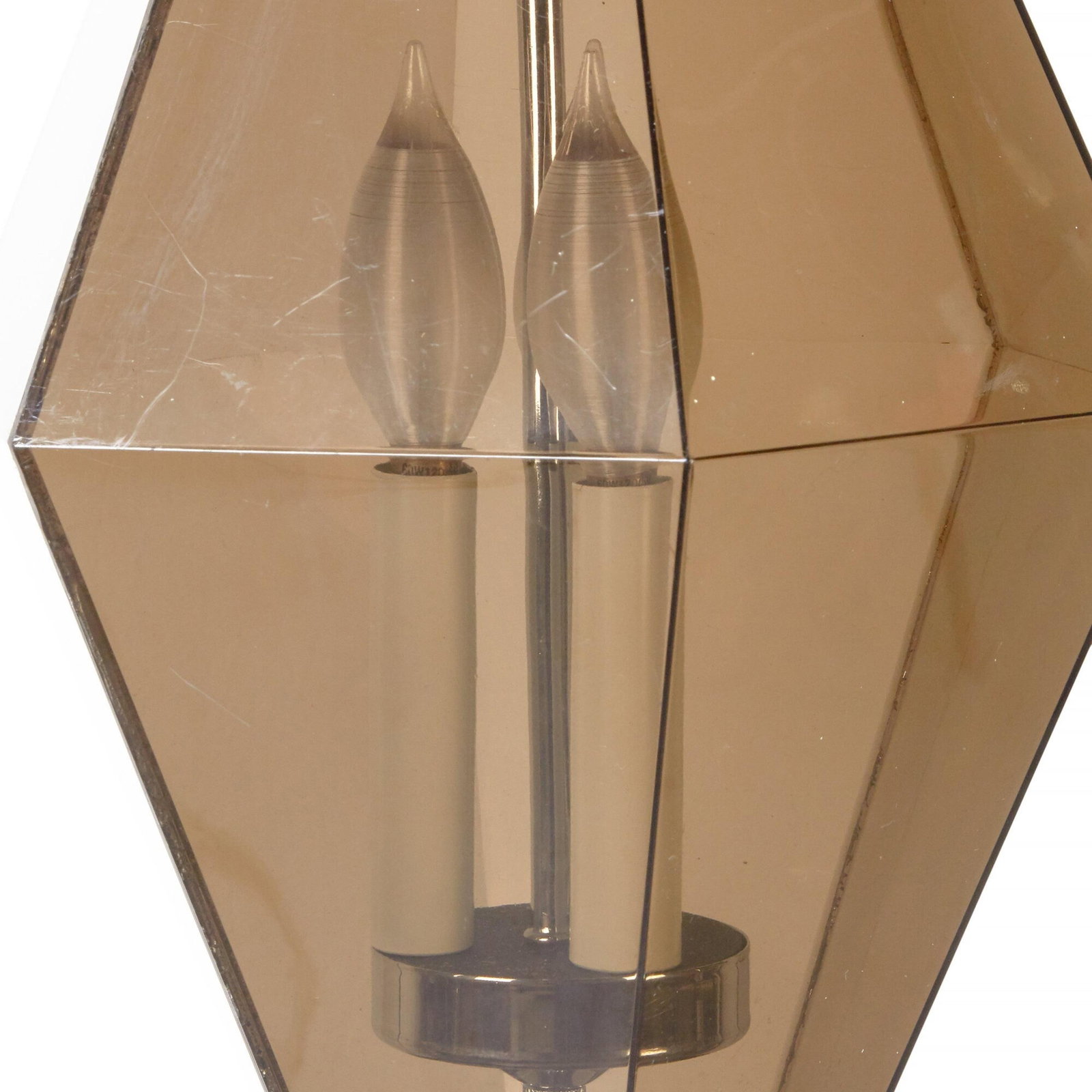 1970s 3 Light Smoky Gray Prism Pendant Light - 4