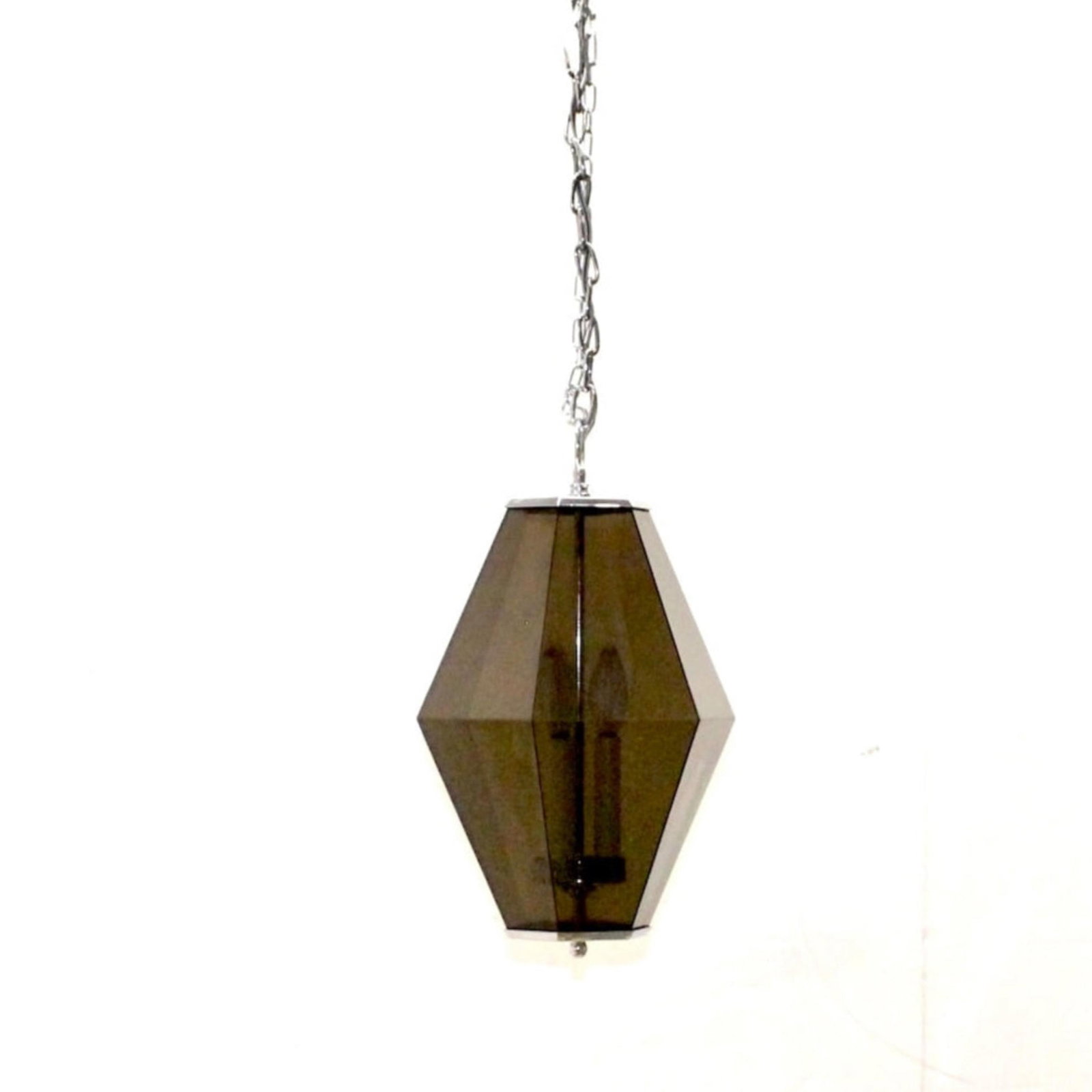 1970s 3 Light Smoky Gray Prism Pendant Light - 5
