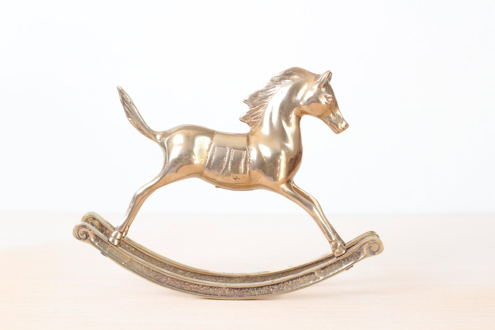 Mid-Century Solid Brass Rocking Horse, Whimsical Home Decor - 11