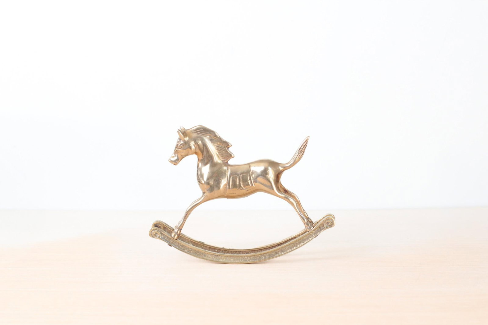 Mid-Century Solid Brass Rocking Horse, Whimsical Home Decor - 2
