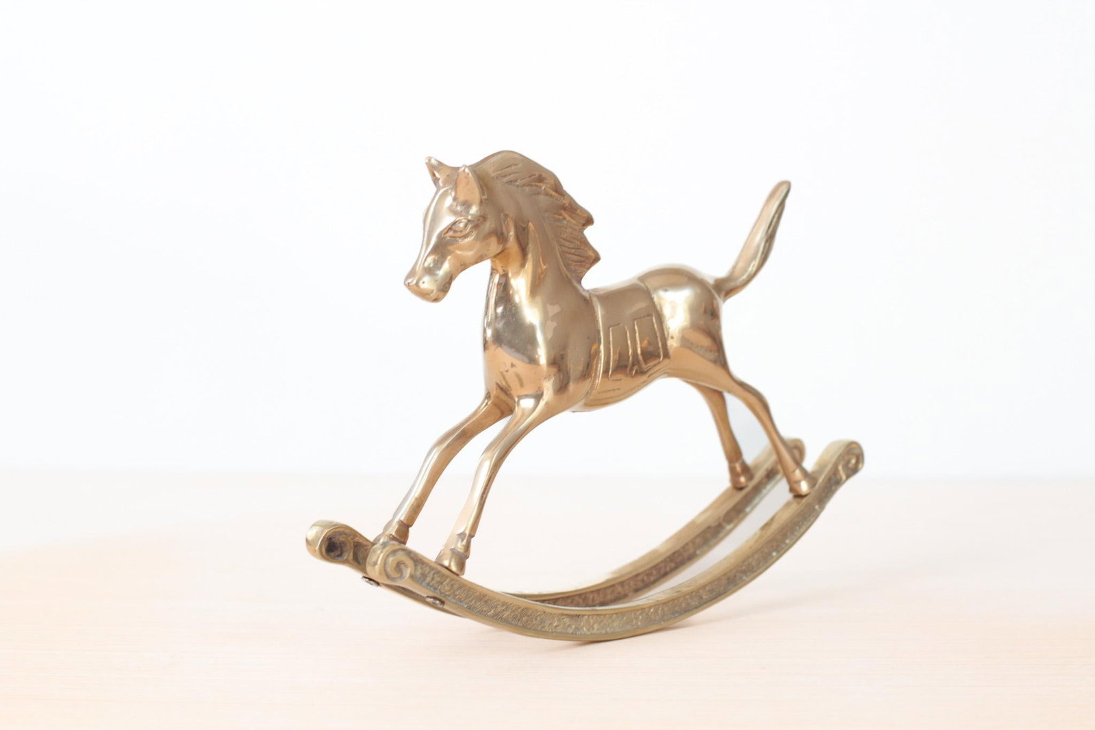 Mid-Century Solid Brass Rocking Horse, Whimsical Home Decor - 3