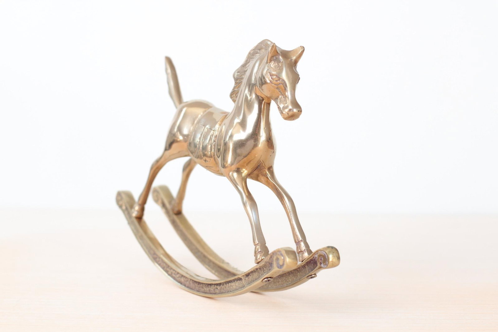 Mid-Century Solid Brass Rocking Horse, Whimsical Home Decor - 4