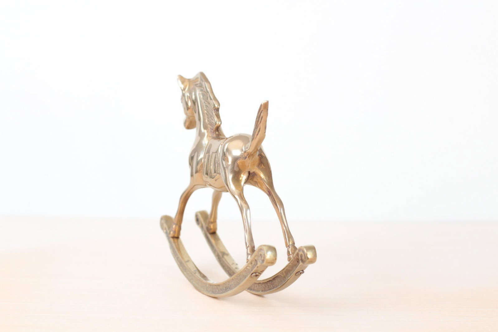 Mid-Century Solid Brass Rocking Horse, Whimsical Home Decor - 5
