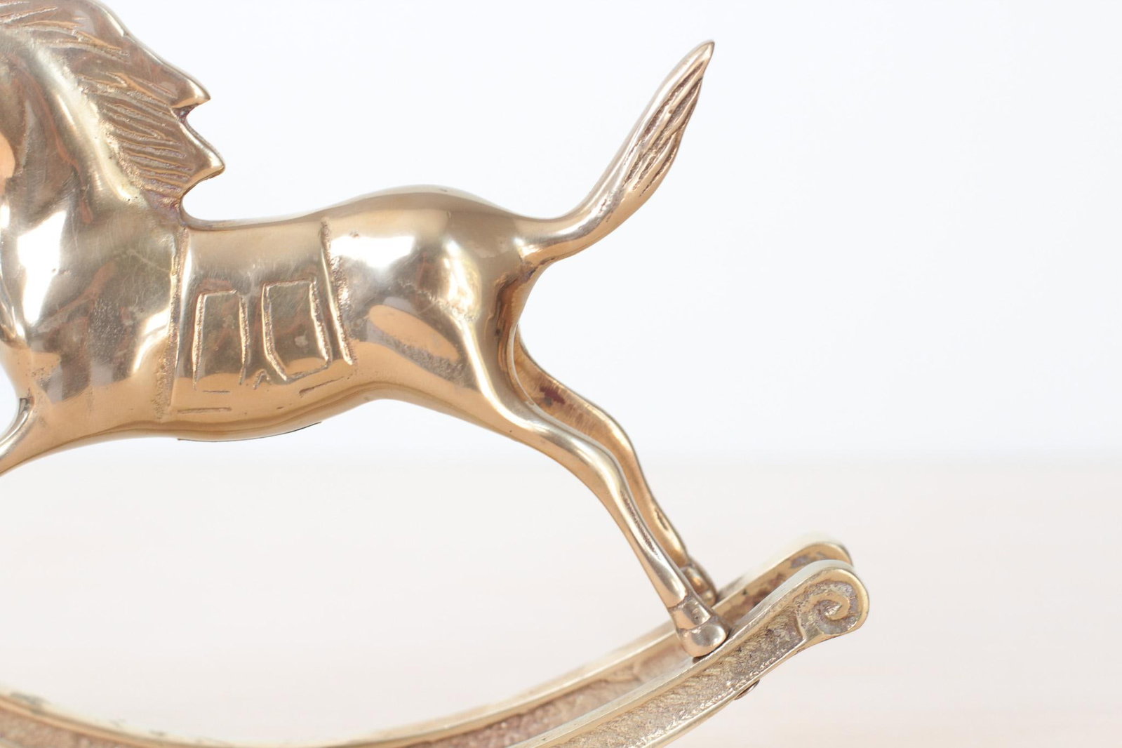 Mid-Century Solid Brass Rocking Horse, Whimsical Home Decor - 7