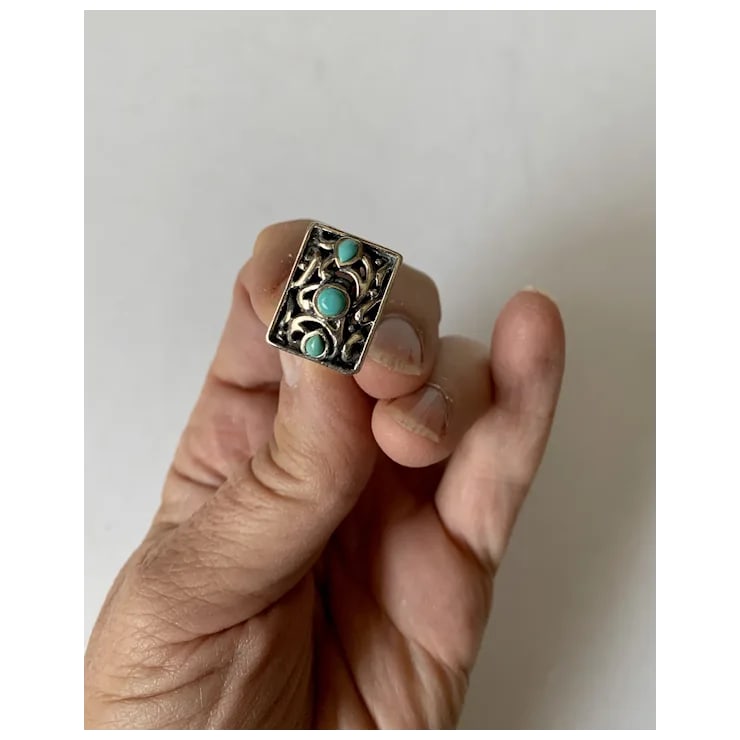 Late 20th Century Sterling and Turquoise Clip-On Earrings, A Pair - 3