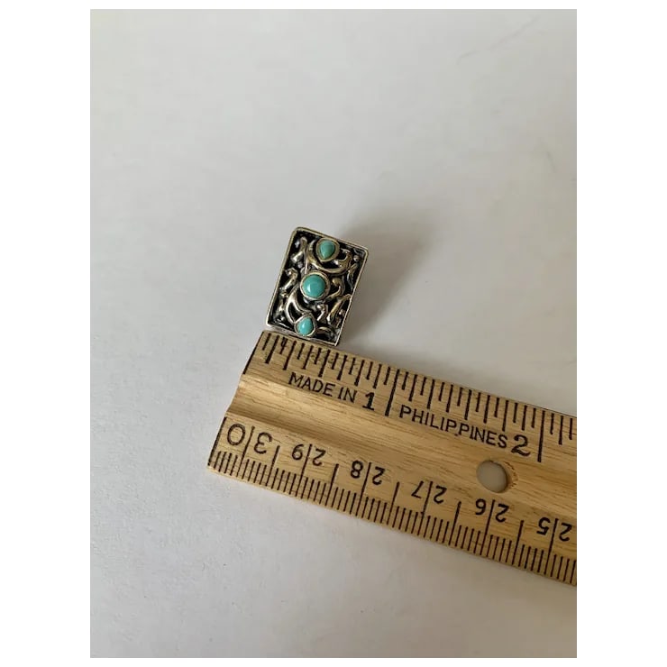 Late 20th Century Sterling and Turquoise Clip-On Earrings, A Pair - 9