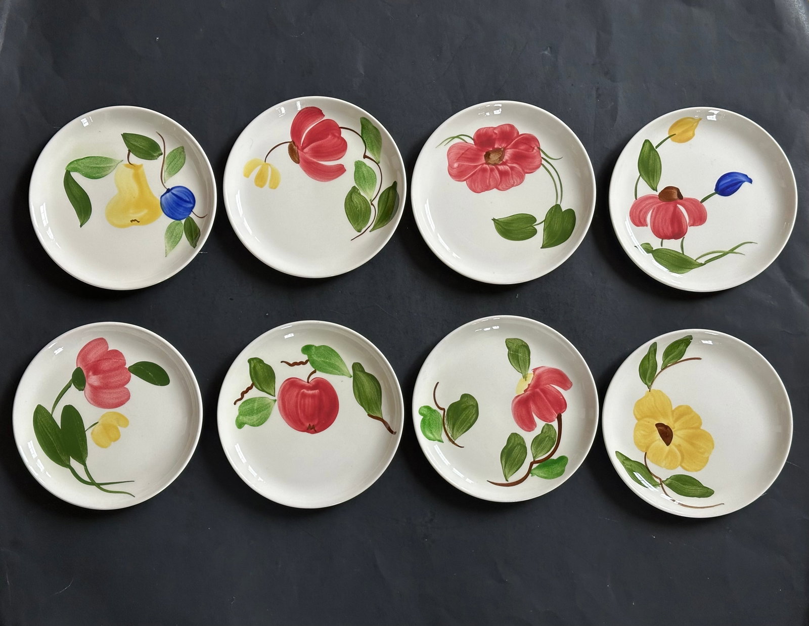 Mid 20th Century Stetson Hand Painted Plates Set of 8 for Dessert, Salad, Bread, or Hor'dourves - 2
