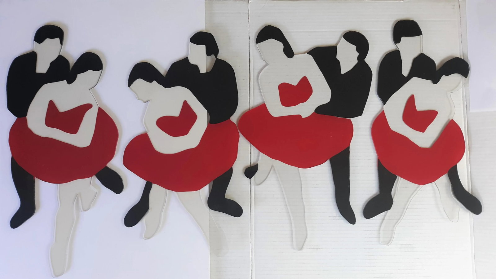 1995 Marco Lodola Stage Dancers Four Enamel Paintings on Perspex - Set of 4 Made in Italy - 12