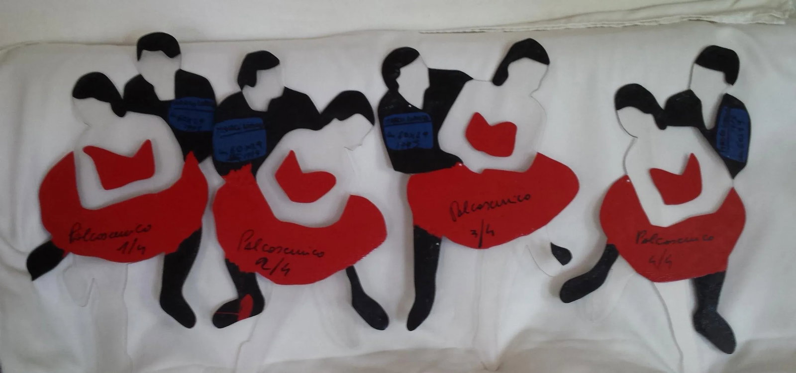 1995 Marco Lodola Stage Dancers Four Enamel Paintings on Perspex - Set of 4 Made in Italy - 4