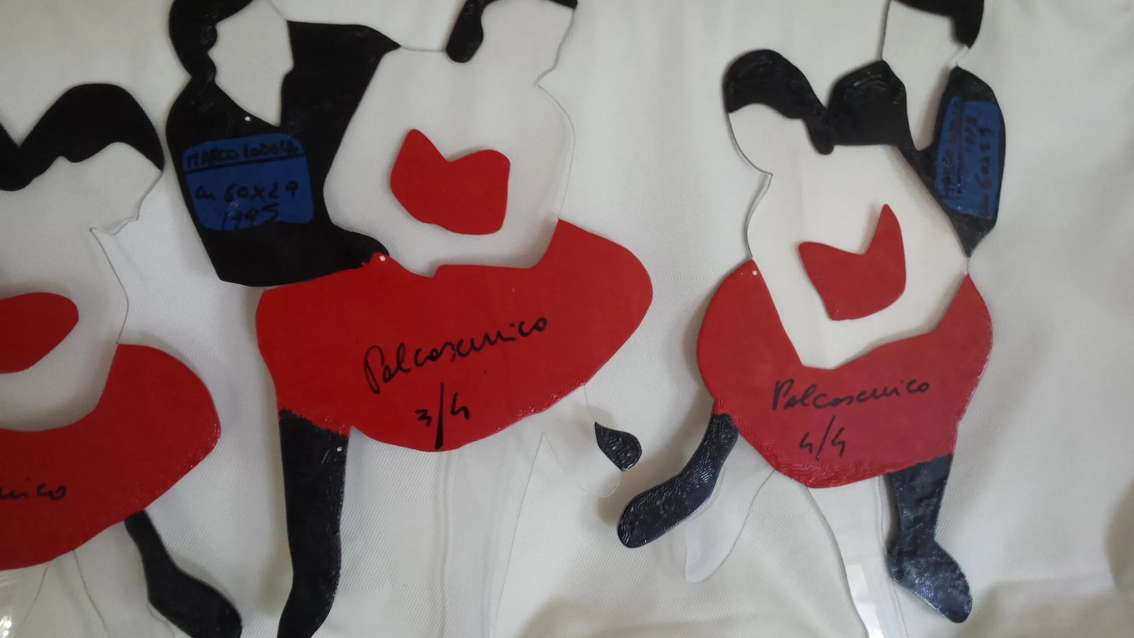 1995 Marco Lodola Stage Dancers Four Enamel Paintings on Perspex - Set of 4 Made in Italy - 6