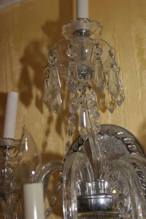 English Cut Glass Tier Style 6-Arm Sconces - A Pair - 4