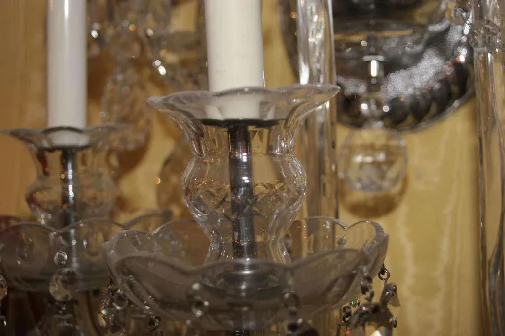 English Cut Glass Tier Style 6-Arm Sconces - A Pair - 7