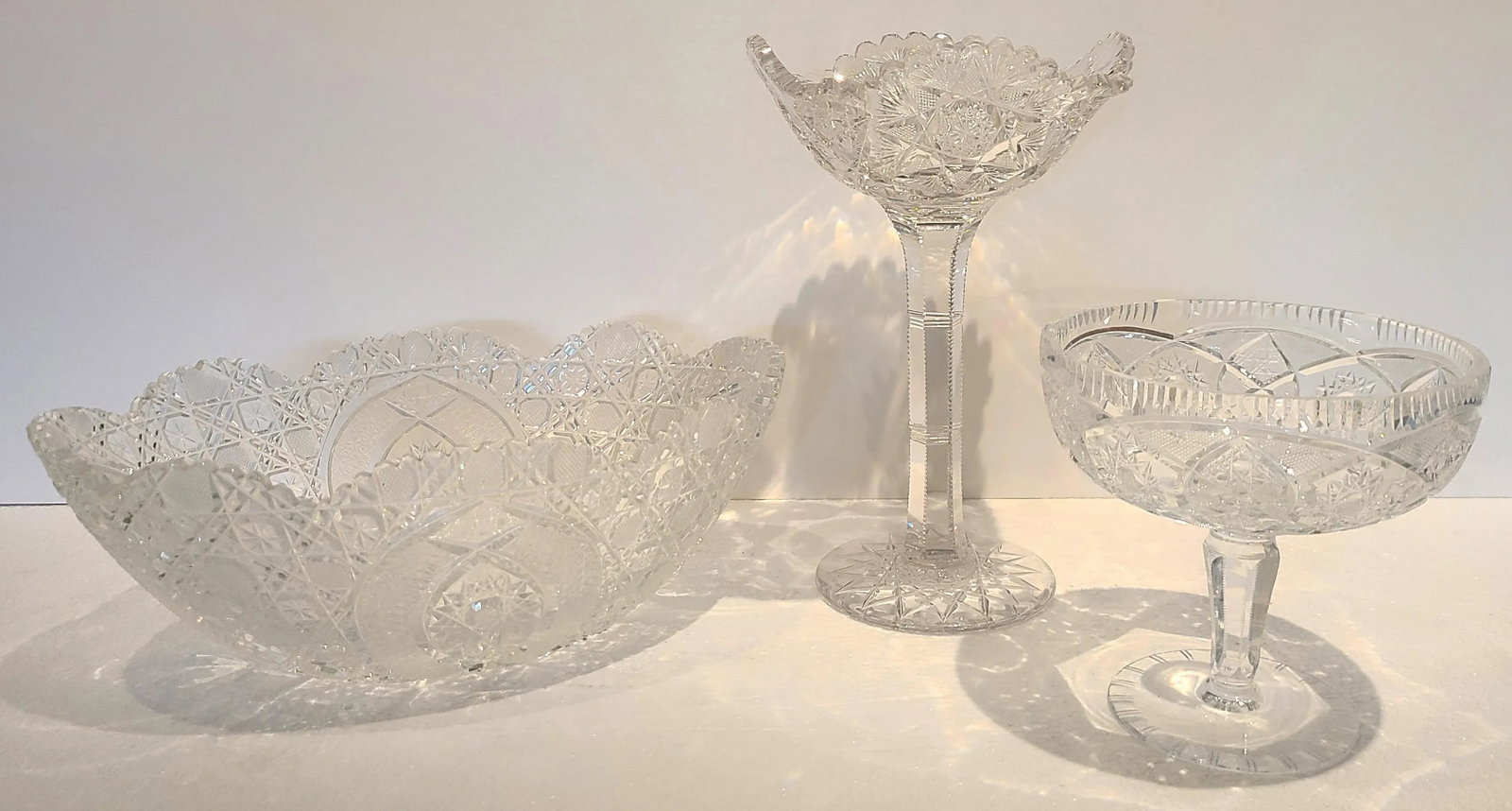 Vintage Czech Bohemian Queens Lace Bowl Set - 3 Pieces - 12