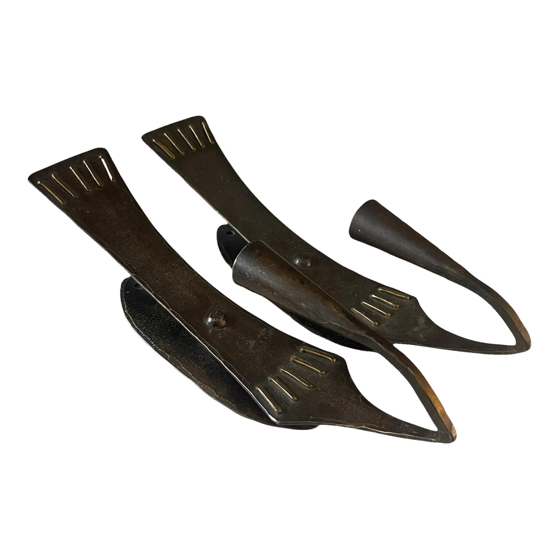 Pair of Forged Iron and Brass Wall Sconces by Lars Holmstrom Arvika (1 of 4)