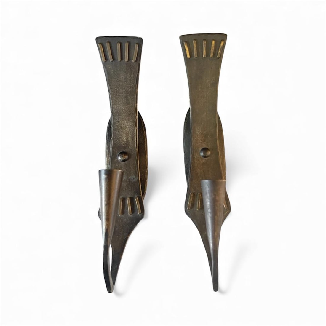 Pair of Forged Iron and Brass Wall Sconces by Lars Holmstrom Arvika - 2