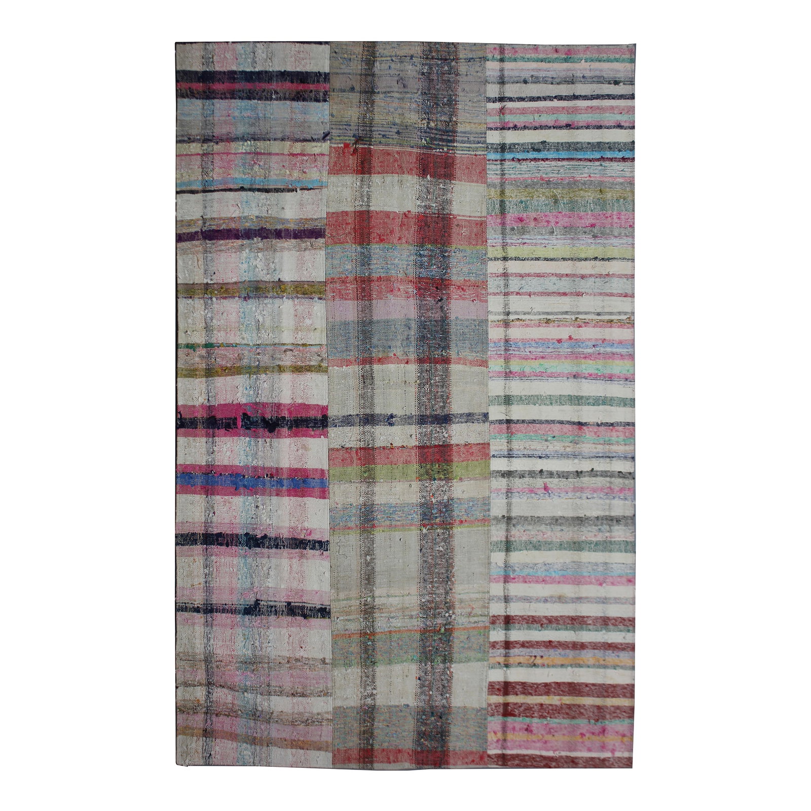 Hand Knotted Patchwork Rug. 6'6" X 10'0": A beautiful antique Patchwork Kilim. It's in very good condition, practically new. This Patchworks kilim is produced of older handwoven kilims that are about 60 years old, and have been cut in