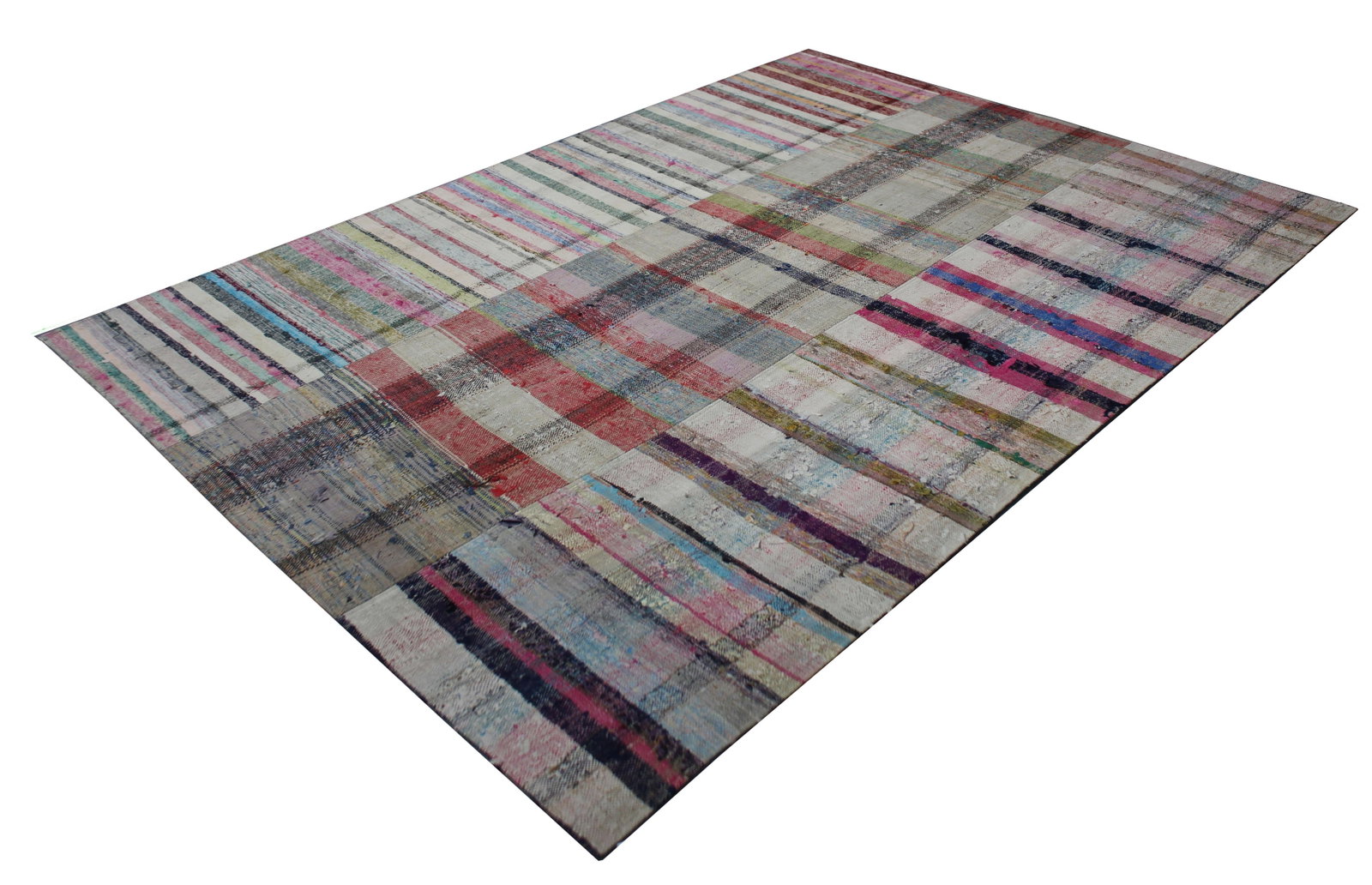 Hand Knotted Patchwork Rug. 6'6" X 10'0" - 2
