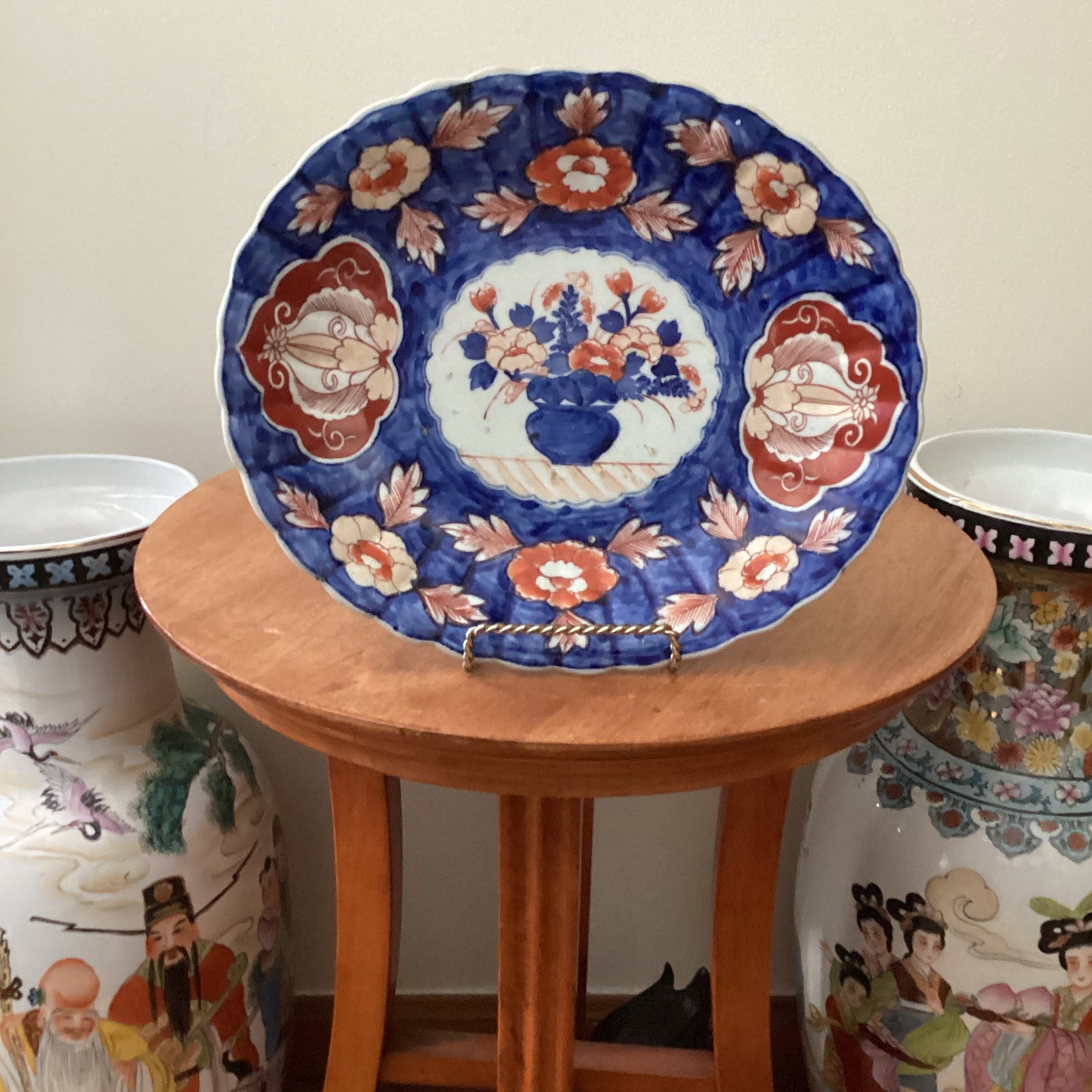 Antique Japanese Porcelain Hand Painted Imari Oval Scalloped Platter Circa 1900s - 12