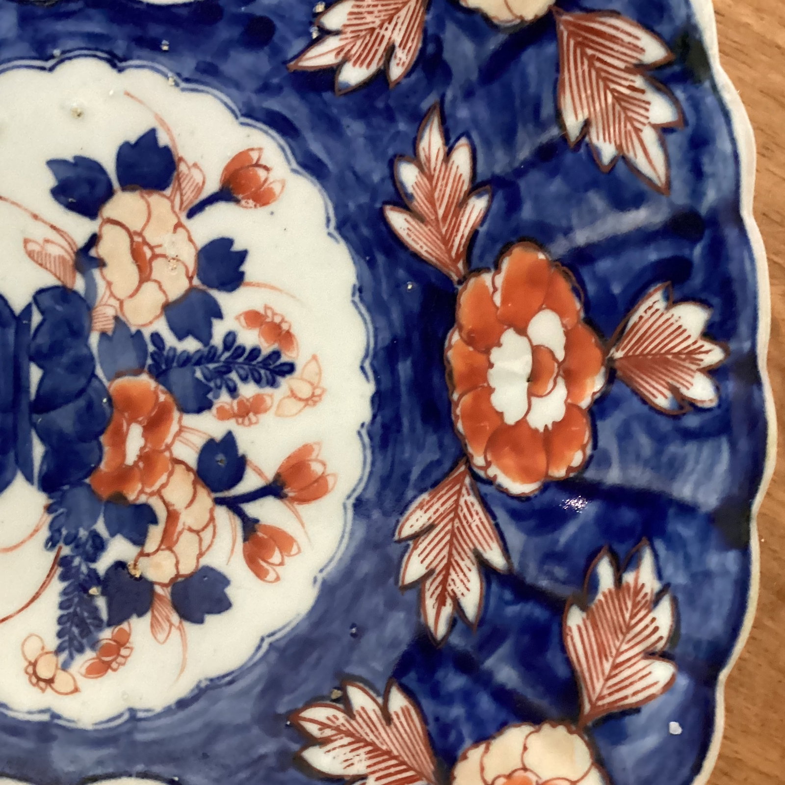 Antique Japanese Porcelain Hand Painted Imari Oval Scalloped Platter Circa 1900s - 5