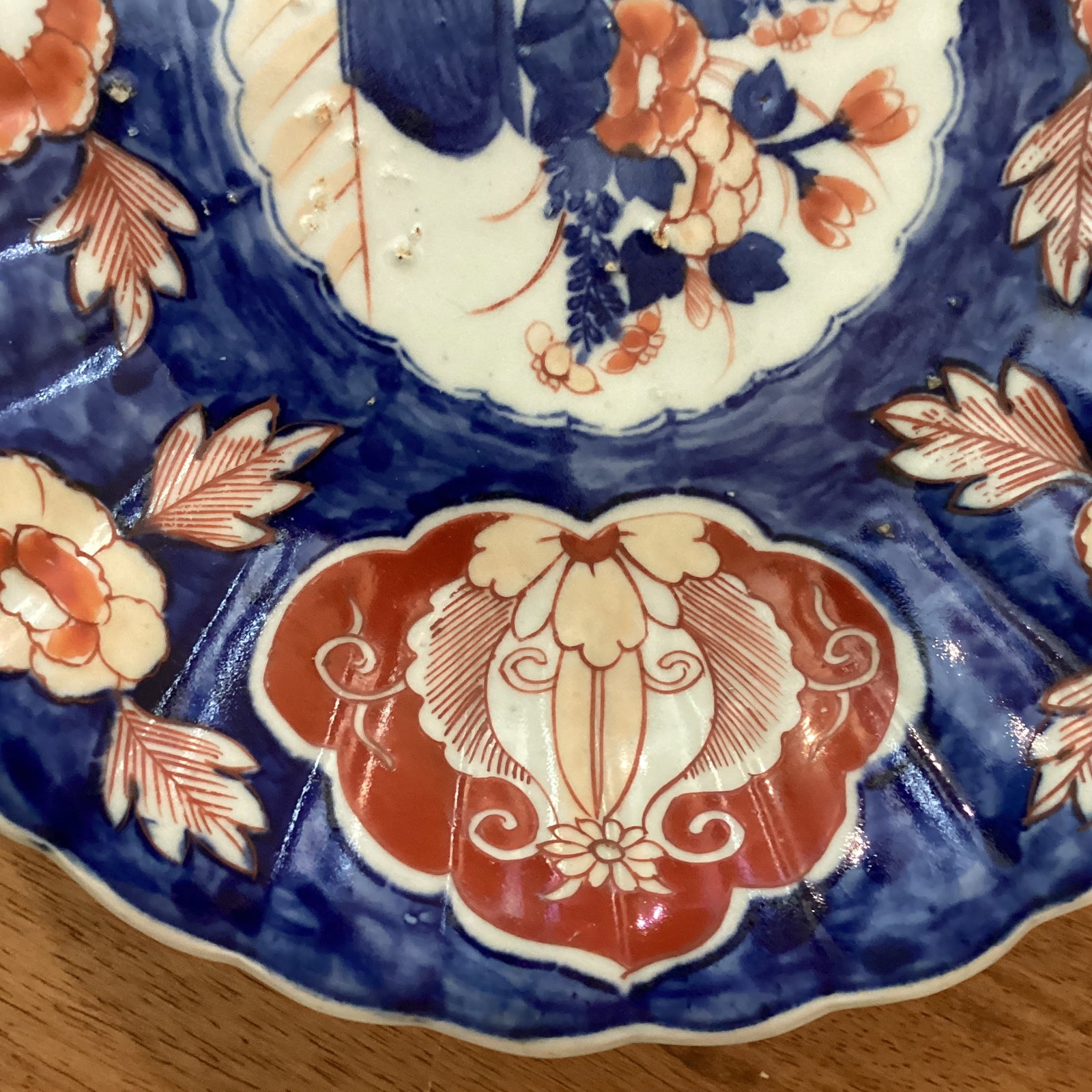 Antique Japanese Porcelain Hand Painted Imari Oval Scalloped Platter Circa 1900s - 6