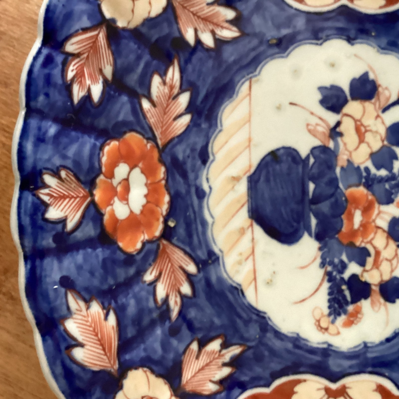 Antique Japanese Porcelain Hand Painted Imari Oval Scalloped Platter Circa 1900s - 7