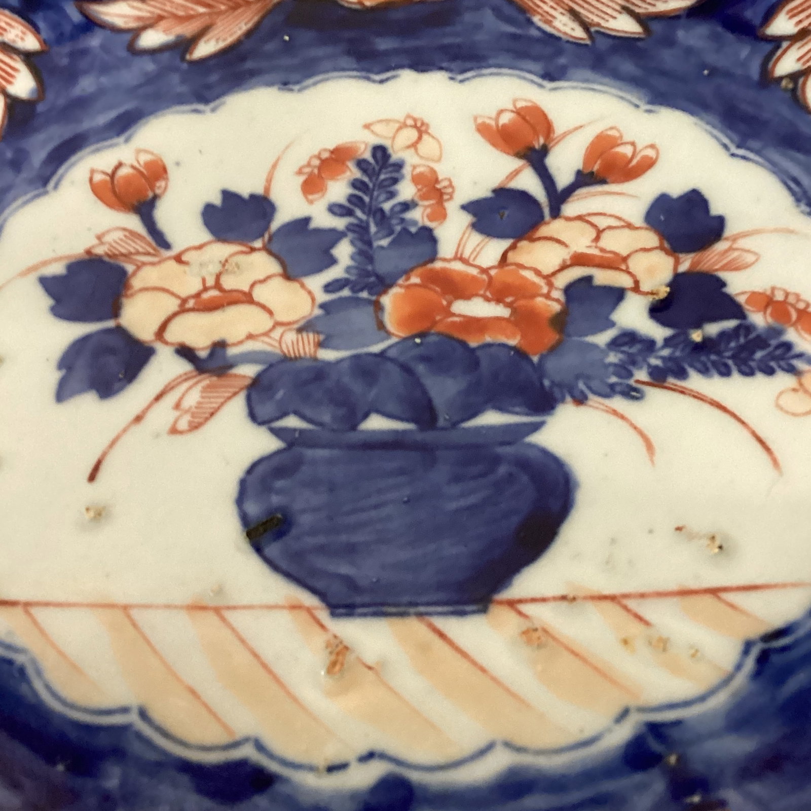 Antique Japanese Porcelain Hand Painted Imari Oval Scalloped Platter Circa 1900s - 8