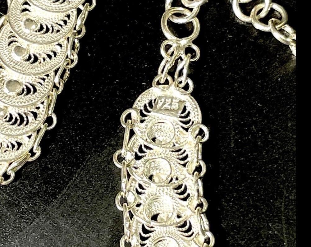 Sterling Silver Fine Filagree Articulated Disc Necklace by Amaree - 4