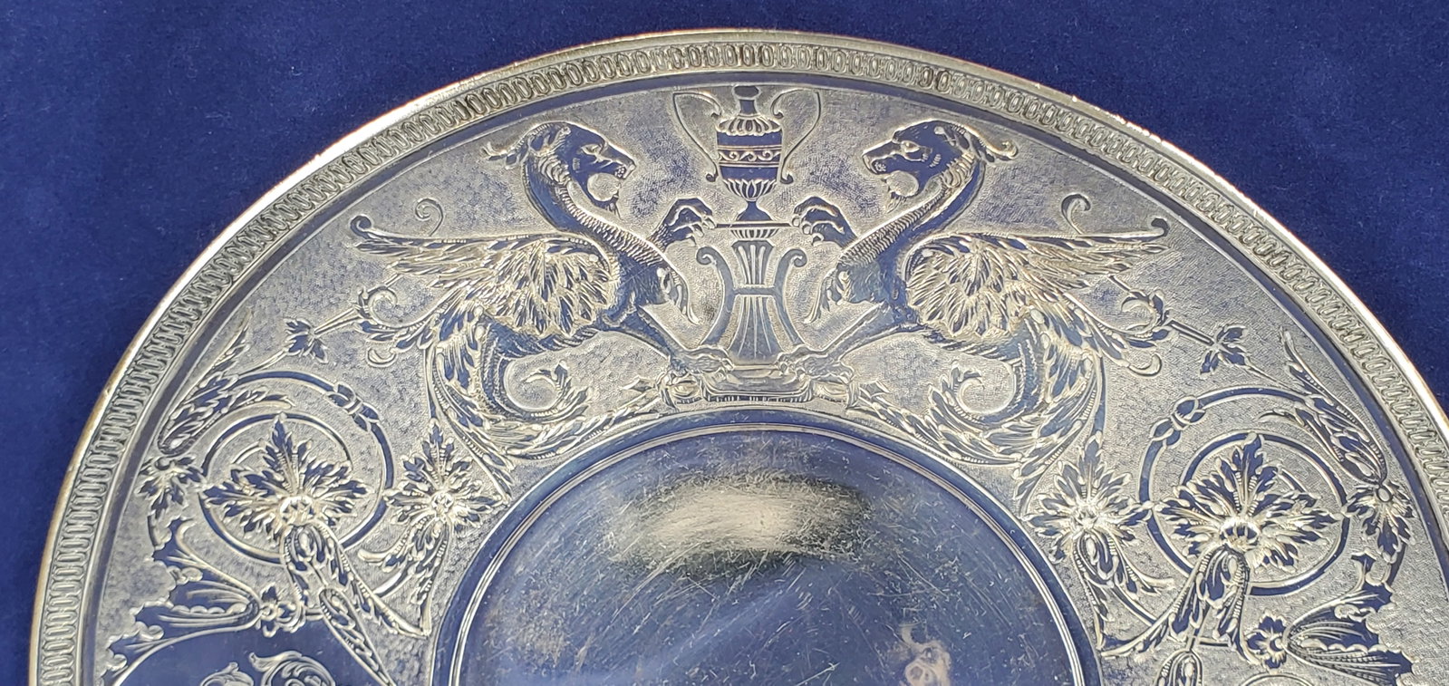 Mid 19th Century Tiffany & Co Sterling Griffin Dragon Plate Demitasse Saucer 1863 - 17