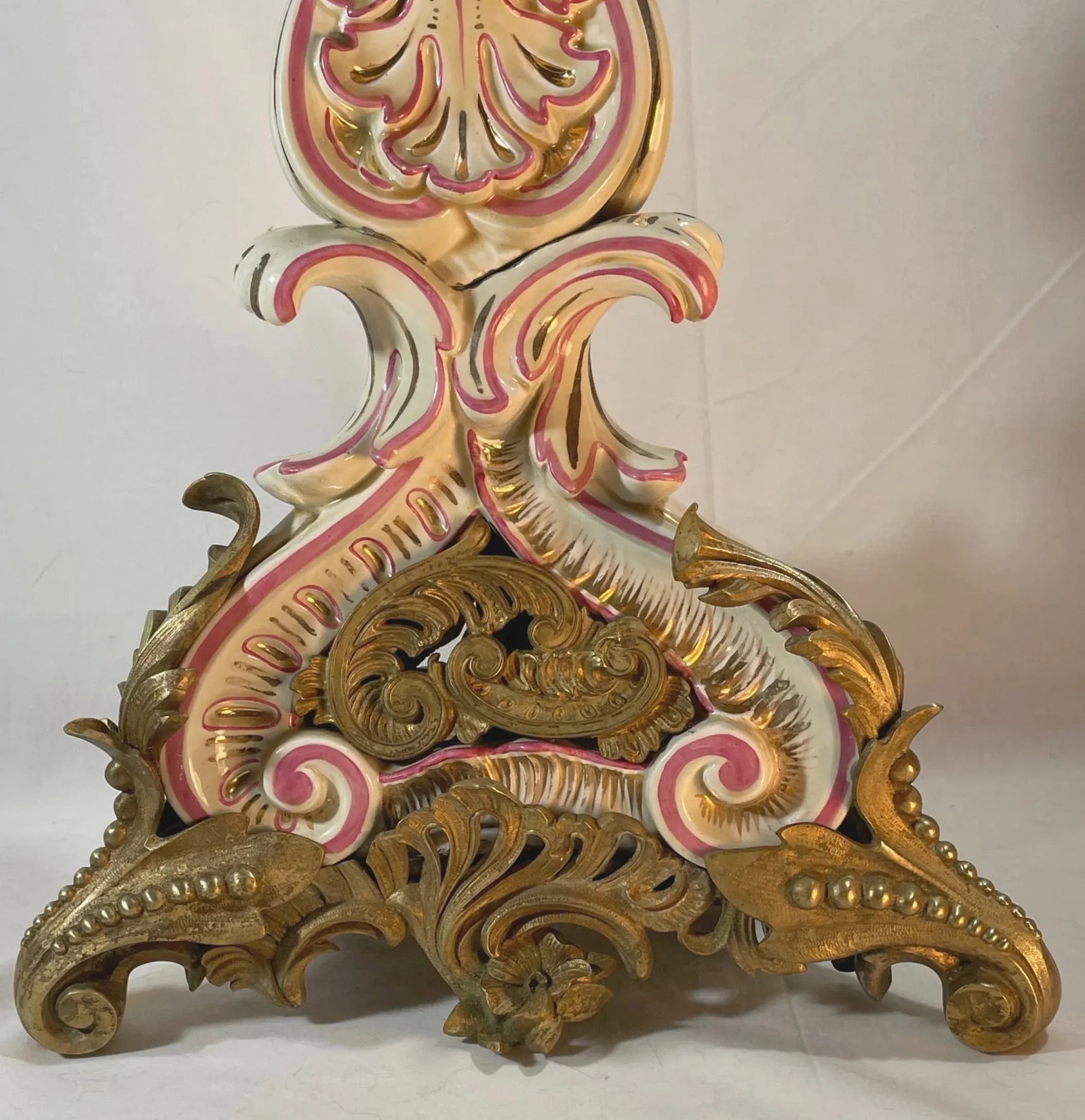 Large French Strasbourg 19th Century Faience Tall Floor Candle Holder With Ormolu - 5