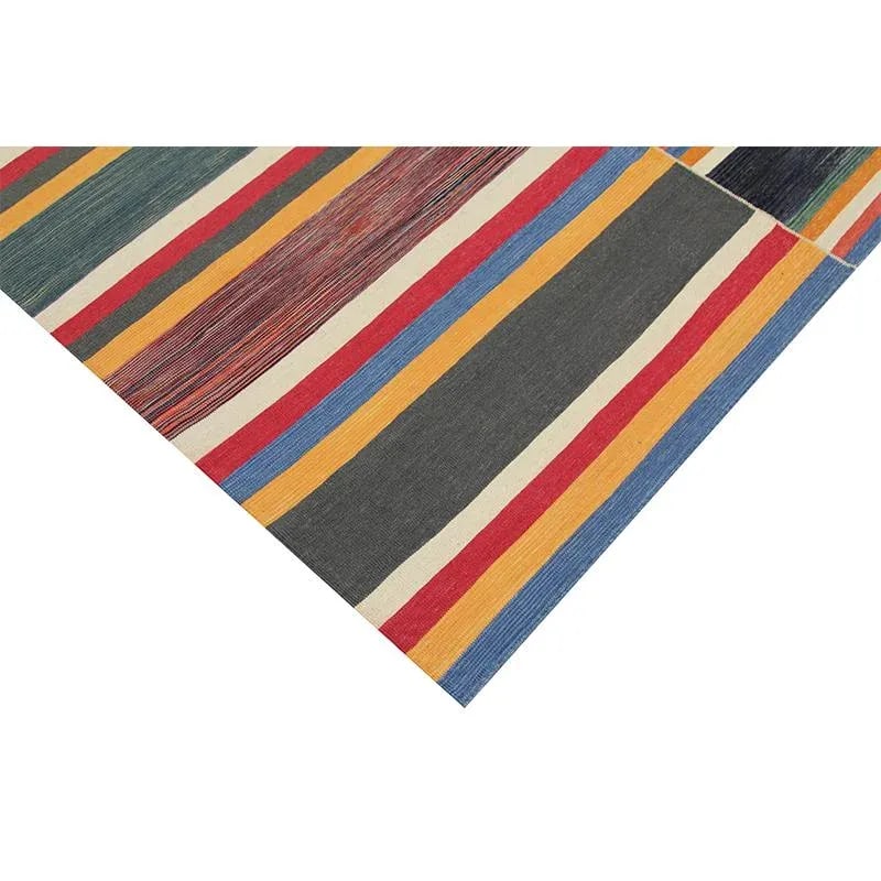 Handwoven Flatweave Stripe Pattern Scandinavian Style Kilim Rug 6'0" X 9'3" - 11