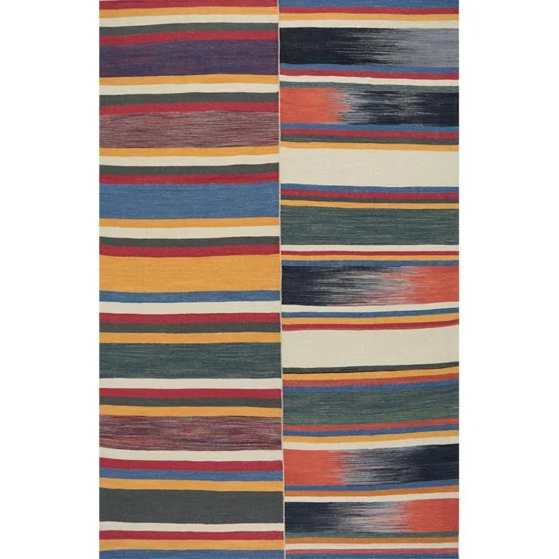 Handwoven Flatweave Stripe Pattern Scandinavian Style Kilim Rug 6'0" X 9'3" - 12